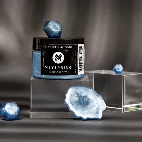 MEYSPRING Blue Calcite - Mica Powder for Epoxy Resin - Pigment Powder for Resin Art - Epoxy Dye for Woodworking