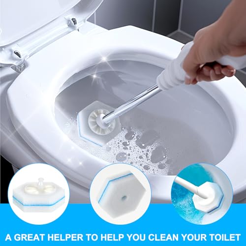 Image of 50 Pcs Disposable Toilet Brush Refills, Toilet Bowl Cleaning Wand Refills, Toilet Brush Replacement Head for Bathroom and Toilet Cleaning