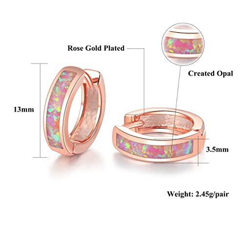 Cinily Huggie Earrings Pink Opal Hinged Hoop Earrings Rose Gold Plated Small Hoop Earrings For Women Girls Cute Earrings #TOP1