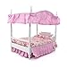 iLAND Dollhouse Furniture Bedroom Set Doll House Mini Bed for Dolls Wooden Miniature Furniture with 1 12 Scale Accessories Pink Dollhouse Accessories Decor