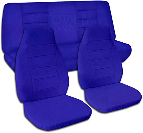 Totally Covers compatible with 1987-1995 Jeep Wrangler YJ Solid Colour Seat Covers: Dark Blue - Full Set: Front & Rear
