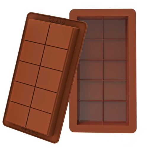 2 moules en silicone pour chocolat avec 20 compartiments – Sans BPA, antiadhésif, moule pour chocolat Dubaï, moule à pralines & tablette de chocolat – Réutilisable