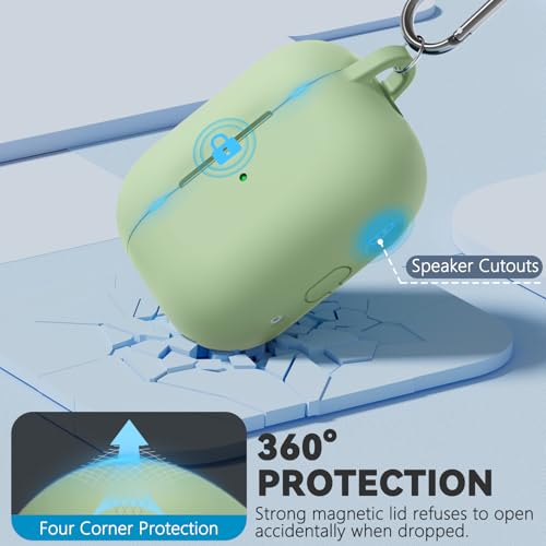 Image of Ljusmicker for AirPods Pro 3 Case 2025 with Cleaner Kit,Soft Silicone Protective Cover for Apple AirPods Pro 3rd Generation Cases for Women Men,for AirPod Pro 3 Cover with Keychain-Magnetic Mint Green