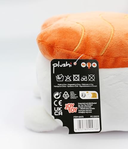 Joy Toy - Plushi Nigiri Sushi mit Garnele (gestickt) Plüsch - Größe 20 cm, Weiß,orange,rosa,schwarz