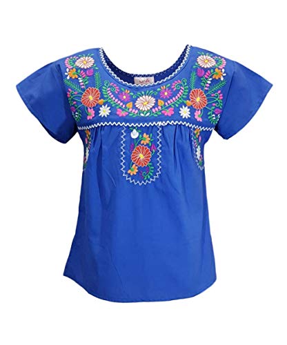 Image of unik Girls Cotton Embroidered Floral Blouse for Birthdays, Cultural Events, Cinco De Mayo