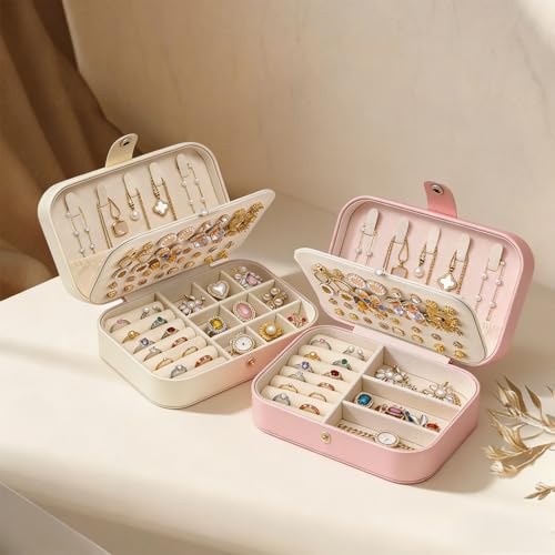 VirtuGro 2 Pièces Boite Bijoux Voyage avec Séparateurs Amovibles Rose – vue 7