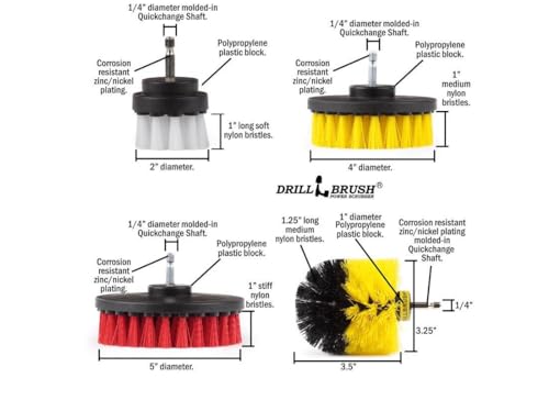 Drillbrush Drill Brush Attachment Set – Power Scrubber Brush for Tub, Tile, Shower, and Grout – All-Purpose Household Cleaning Brushes for Drill, Auto Detailing Brushes - Electric Grout Cleaner Kit - Thumbnail 5