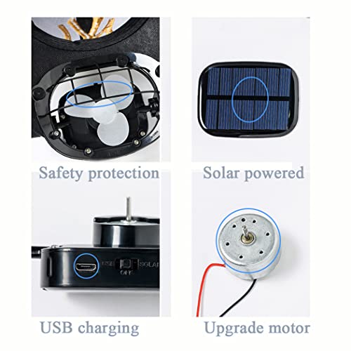 Image of Mens Baseball Cap with Solar Fan, Summer UV Protection Wide Brim Sun Hat Mesh Beach Hats, Solar Powered /USB Charging
