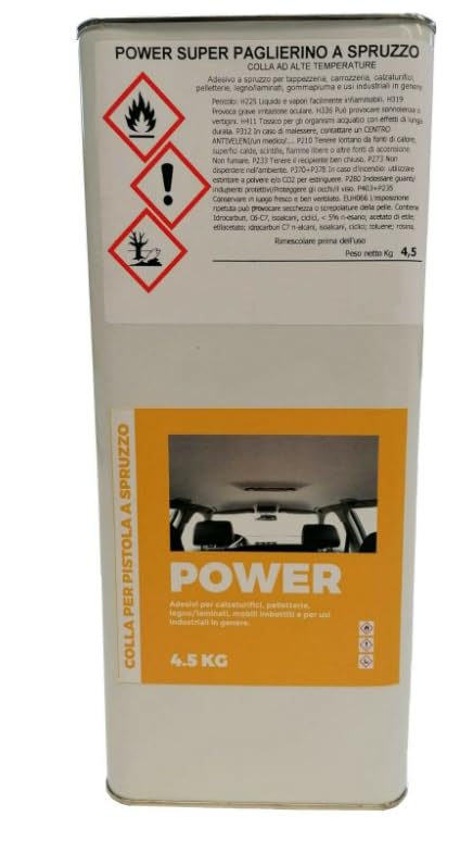 TENDAGGIMANIA Hochtemperatur-Kleber Power, Sprühanwendung, Gewicht 4,5 kg, für Holz, Schuhe, Polstermöbel, Dach, selbstfest, thermischer Klebstoff, hohe Temperaturen, 90 °