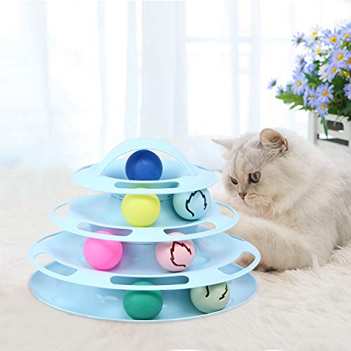 最安値 Pika 猫 おもちゃ ボール ねこ 回転 タワー 遊ぶ盤 円盤 ぐるぐる回る玉ころ ボールレール 回転 ボール ターンテーブル 運動不足 ストレス解消 猫じゃらし付き ピンク ブルー の価格比較