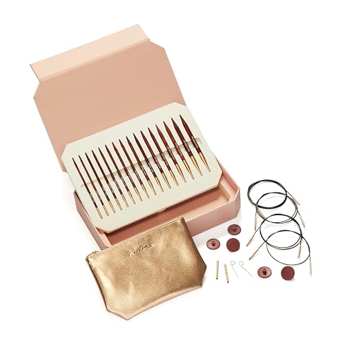 KnitPro Deluxe Gift Set - Symfonie Rose Interchangeable Circular Needles (3.50-8.00mm) with Accessories, Red-Brown, 13cm