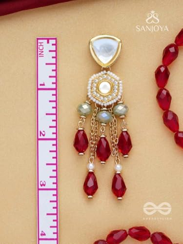 Image of SANJOYA by EVERSTYLISH Embroidered Earrings for Women | Pastel Stone & Beaded Dangler Earrings | Ethnic Jewelry for Weddings, Festivals & Special Occasions
