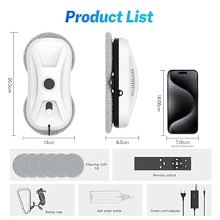 Oamger Fensterputzroboter 5600Pa, Fensterputzroboter mit Doppelstrahl Sprühfunktion, Fensterreiniger Roboter mit Fernbedienung, 3 Reinigungswege, Intelligente Navigation und Kantenerkennungssystem