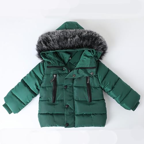 Winter Puffer Jacket for Toddler Girls Faux Fur Trim Hood Long Sleeve Zip Button Closure Coat Baby Boys Warm Outerwear3