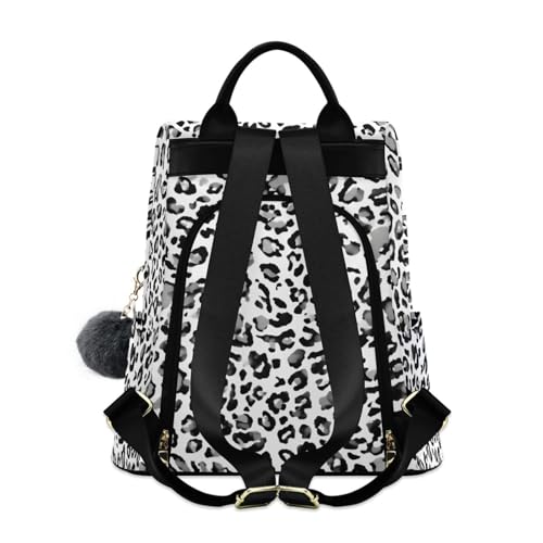 Sac à dos léopard pour femme en polyester noir et gris avec multi-poches - 2