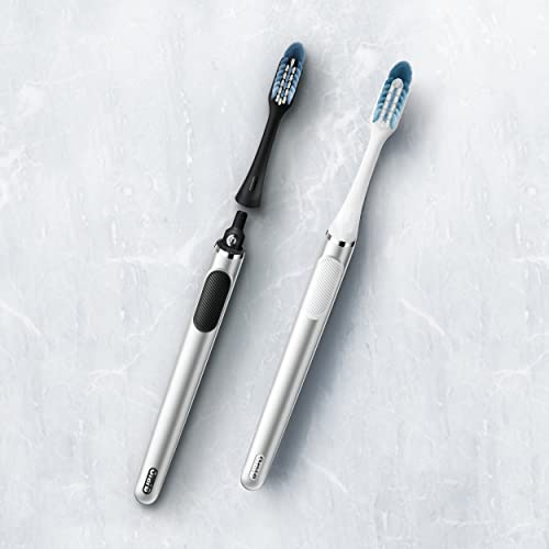 Oral-B Clic Toothbrush, Chrome Black, with 1 Bonus Replacement Brush Head and Magnetic Toothbrush Holder
