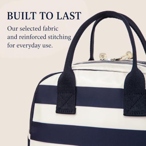 Image of LOVELYWIND Lunch Box for Women, Insulated Lunch Bag, Navy Stripe Tote