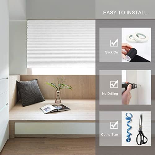 Pleated Window Blinds,Temporary Window Shades Cordless Light Filtering Pleated Paper Shades Room Darkening Blinds For Home Bedroom Office Window - 24 Inch X 59 Inch (Fits Windows 15 In-24 In) #TOP7