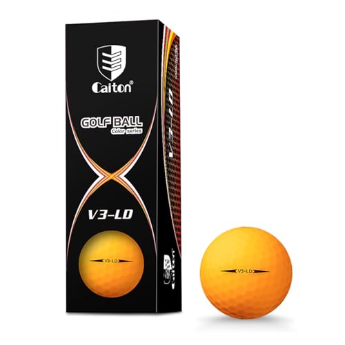 CAITON V3-LD 3-Layer Matte Colored Golf Balls – Optimized Control & Distance, High Elastic Shell, Aerodynamic Design, Gift Box Set (3 PCS or 12 PCS) (Orange)
