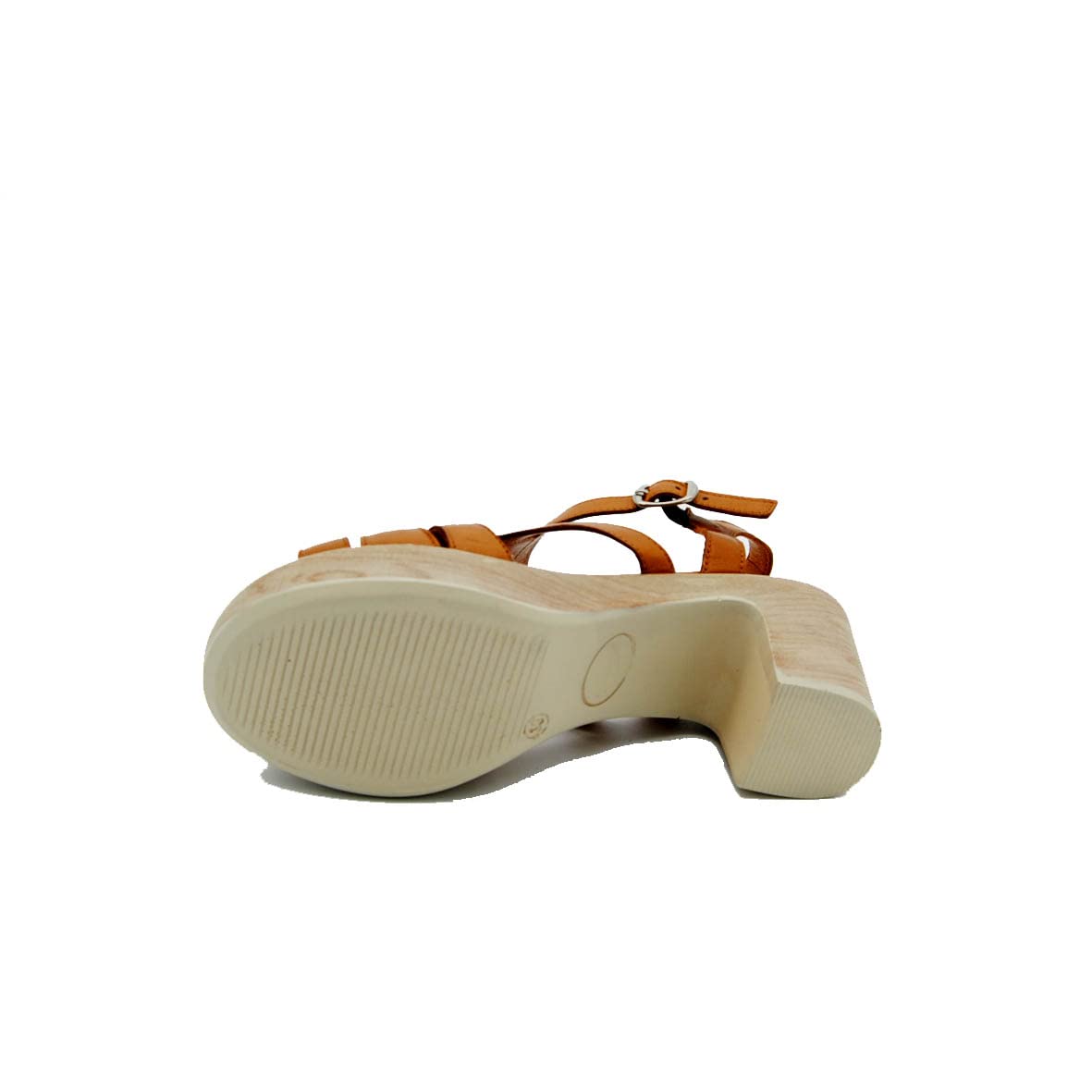 sandalo tacco largo medio 7 cm pelle col. cuoio 10715