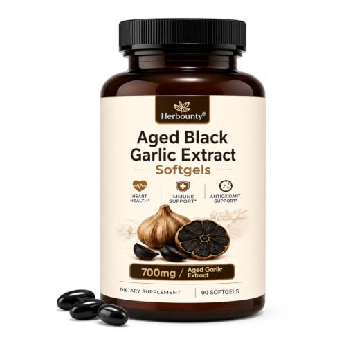 Herbounty Odorless Fermented Aged Black Garlic Extract 700mg, 90 Softgels