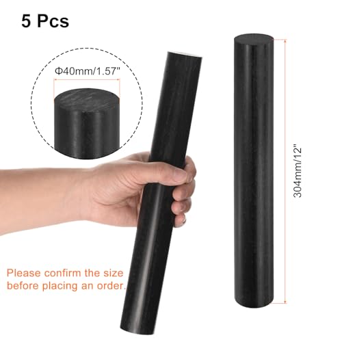 Image of uxcell 5 Pcs Black Plastic Rods 38 x 304mm ABS Styrene Round Stick Round Solid Bar DIY Model for DIY Toys Building Making Architectural Model Making