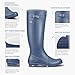 TerraTrax Women's Rain Boots, Waterproof Natural Rubber Knee High Boots with Arch Support - Adjustable Gusset for Custom Fit, Comfortable Gardening Shoes & Festival Wellies, Blue & Size 7