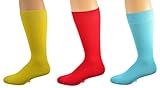 Sierra Socks Men's Crew Cotton Solid Vibrant Colorful Seamless Toe Socks 3 Pair Pack
