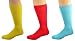 Sierra Socks Men's Crew Cotton Solid Vibrant Colorful Seamless Toe Socks 3 Pair Pack