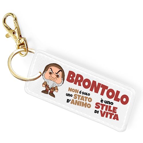 TeeDesign Portachiavi brontolo idea regalo sette nani donna uomo ragazza ragazzo. Regalo di natale, compleanno per amico, amica e collega - Porta Chiavi Brontolo