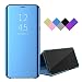 Produktbild BRAND SET Hülle für Oppo Find X2 Pro Tasche Smart Spiegel Lederhülle Shell Flip Hülle Mit Sleep/Wake-Funktion Schutzhülle für Oppo Find X2 Pro-Blau