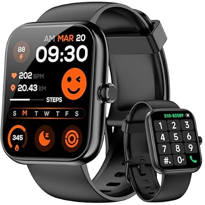 BOOOMIC Smart Watch with Alexa Built-in, 1.83" HD Touchscreen, Bluetooth 5.3 Calls/Notifications, Fitness Watch with Heart Rate/Sleep Monitor, 120+ Sports Modes, IP68 Waterproof Smartwatch (Black)
