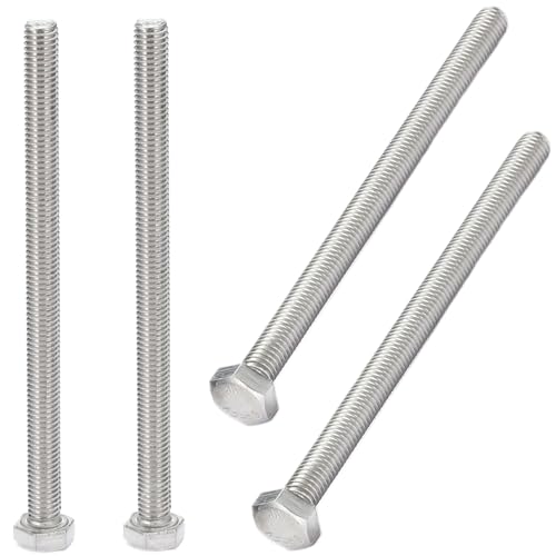 AMLOOPH M8 Bolts, M8 X 120mm Hex Head Cap Screws - A2 Grade Stainless Steel Fully Threaded Hex Bolts for Metal Construction Work, Automotive Machinery (Pack Of 4)