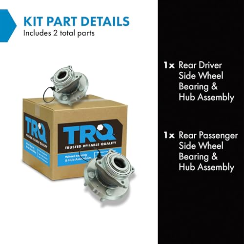 Image of TRQ Rear Driver and Passenger Side Wheel Bearing and Hub Assembly Set 2 Piece Compatible with 2010-2017 Chevrolet Equinox 2010-2017 GMC Terrain