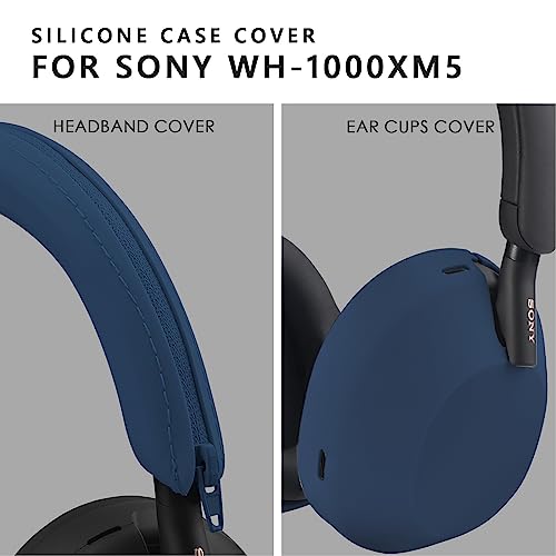 Silicone Case for Sony WH-1000XM5, Sony xm5 Wireless Headphones Protective case Cover (Midnight Blue)