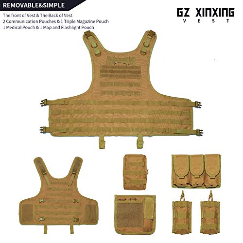 image for GZ XINXING Black Tactical Airsoft Paintball Vest (Khaki), Small-XX-Lar