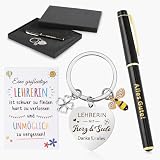 Echehi Abschiedsgeschenk Lehrerin, Geschenk Für Lehrerin Mit Herz, Mit Danke Schlüsselanhänger, Glücksbringer Stift, Geschenkbox, Geschenk Lehrerin Grundschule, Beste Lehrerin Geschenk