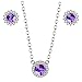 Uloveido FT005 - Set di orecchini a perno in argento Sterling 925 con taglio a cuscino, colore: Rosso granato naturale e Argento, colore: Viola, cod. FT005
