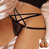 2021 Sexy G-String, Womens Sexy Lace Flowers Solid Color Low Waist Panties G-String Thongs Underwear (Black - G String, S)