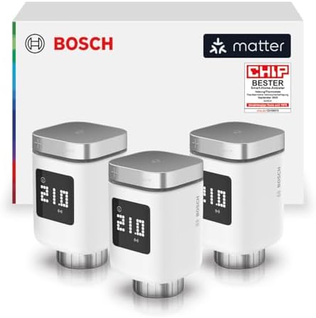 Bosch Smart Home Heizkörper-Thermostat II [+M] 3er Set, smartes Heizkörperthermostat, intelligentes Heizen & Energiesparen, Matter, App-Steuerung, Apple Home, Google Home, Alexa, C