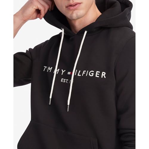Image of Tommy Hilfiger Men's Medium Weight Fleece Hoodie Sweatshirt With Embroidered Logo, Also Available in Big & Tall