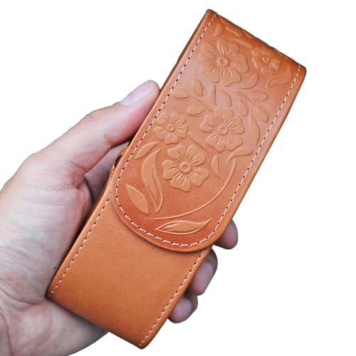 Image of Orsus Women's Hard Glasses Case with Belt Clip - Premium PU Leather with Felt Lining, Magnetic Closure - Eyewear Pouch