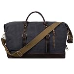 S-Zone Mens Canvas Leather Holdall Travel Duffle Overnight Weekend Satchel Totes Bag Handbags