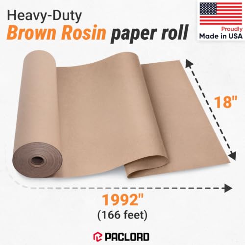 Image of Floor Protection Natural Brown Rosin Paper 18 inch x 166 ft | USA-Made 7 Mil Heavy-Duty Builders Paper for Painting, Construction, Hardwood Floor Cover from Paint, Dust, Traffic