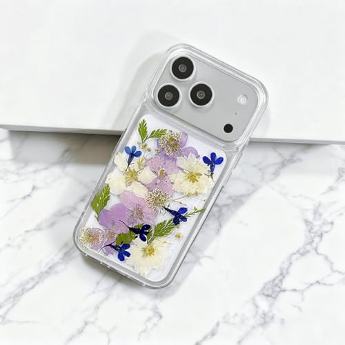 Coque transparente pour iPhone 17 Pro Max motif floral blanc violet - 7