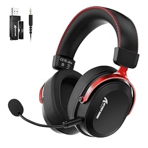 ATTACK SHARK L30PRO Kabelloses Gaming-Headset, 7.1 Surround Sound, EQ-Modi, 50-mm-Treiber, Tri-Modus, 1100-mAh-Akku, Over-Ear-Headset mit Abnehmbarem Noise-Cancelling-Mikrofon für PC - Rot