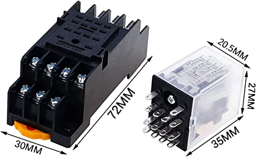Relé HH54P MY4NJ 24V DC de 14 pines 4PDT con zócalo PYF14A para carril DIN 2