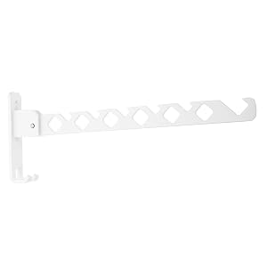 KICHOUSE Foldable Drying Rack Metal Clothes Hanger Wall Mounted Garment Holder Space-Saving White