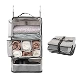 TABITORA(タビトラ) 吊り下げ収納バック 収納ボックス トラベルポーチ 旅行グッズ 圧縮ポーチ 吊り下げ トラベルクローゼット インナーバッグ 整理収納 分類 衣類 服 洋服入れ 持ち運べる クローゼット 大容量 3段 たびとり 旅トラ 旅行 出張 (Lightgrey, XL)