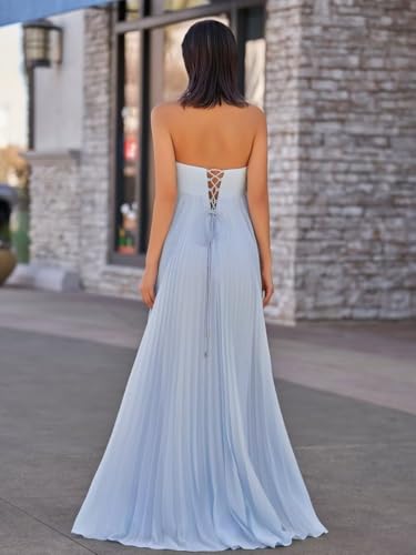 Elegant Strapless Bridesmaid Dresses with Pleat 2025 Sweetheart Chiffon Dress with Scarf TM1612